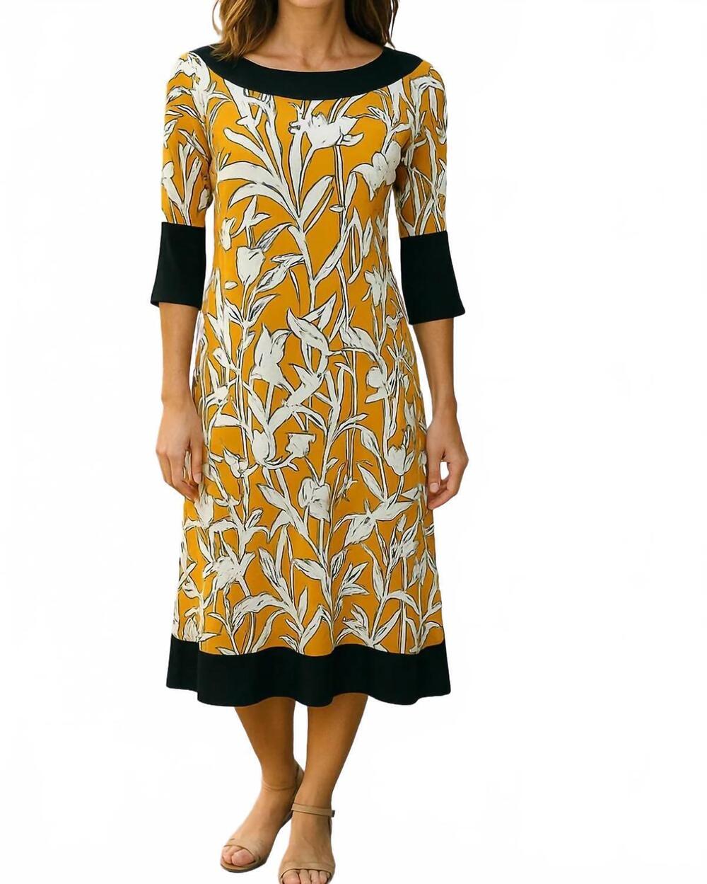 NEW DIVA USA women's boat neck shift dress in mustard